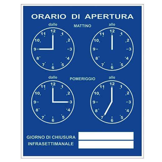 ORARIO di APERTURA (営業時間案内)ブルー
