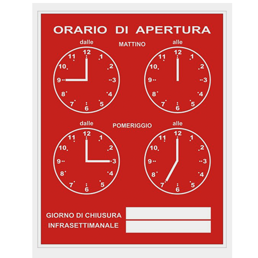 ORARIO di APERTURA (Business Hours) Red