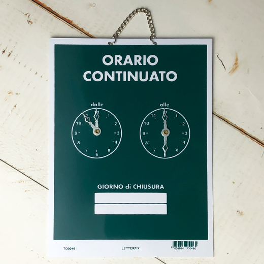 ORARIO CONTINUATO (Business hours) Green