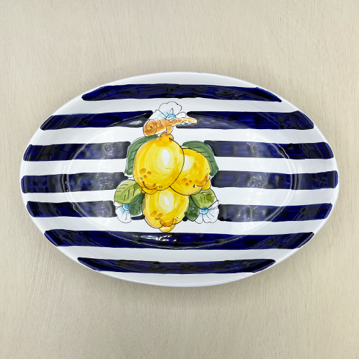 Oval 37cm -Lemon- (Blue Stripe)