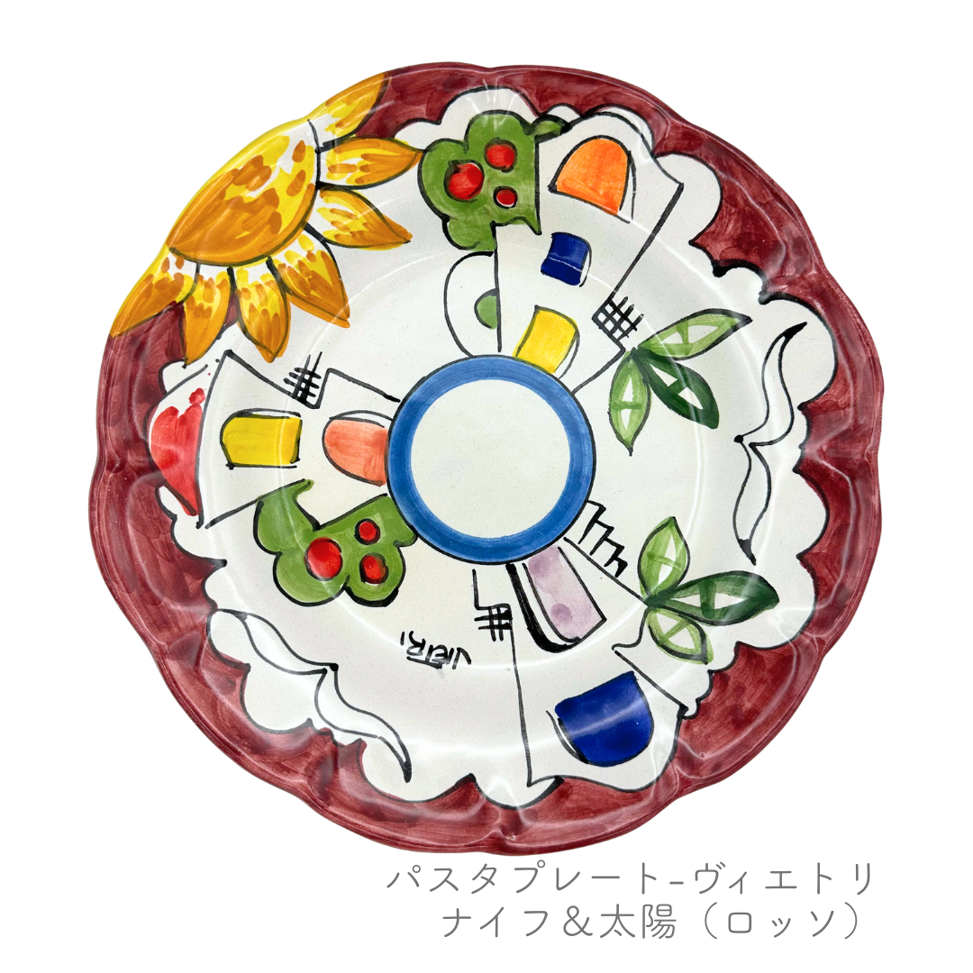 パスタプレート -ヴィエトリ/植物・ナイフ-（マッシミーノ）