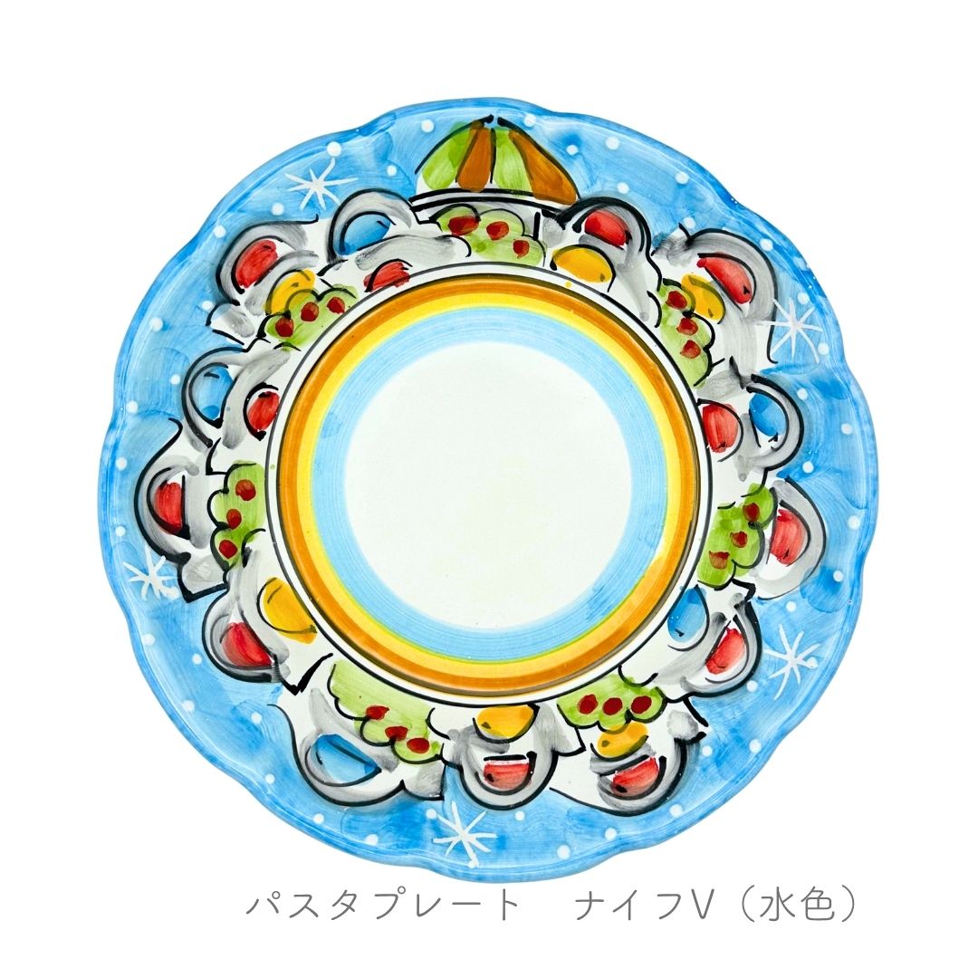 ヴィエトレーゼ パスタプレート ナイフデザイン 水色