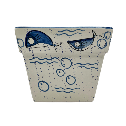 Planter (square) Fish M (blue)