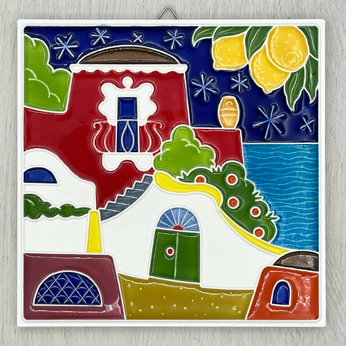 Ceramic Panel Painting -Mediterranean House-