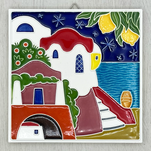 Ceramic Panel Painting -Mediterranean House-