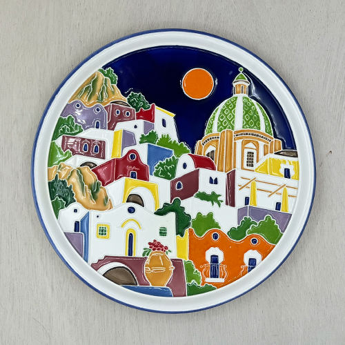 Ceramic Panel Painting -Mediterranean House-