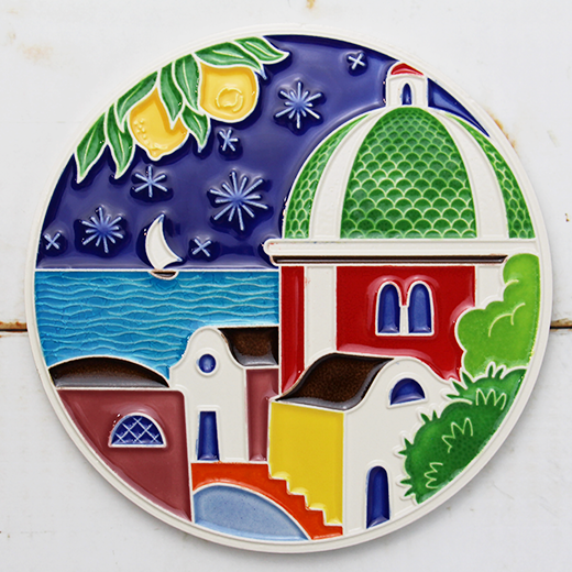 Ceramic Panel Painting -Mediterranean House-