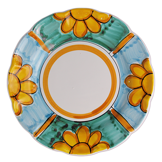 Pasta plate - plant pattern - (Cheramix)