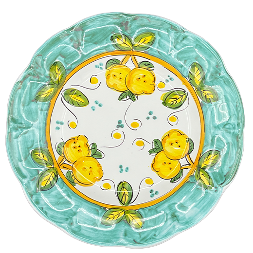 Pasta plate - plant pattern - (Cheramix)